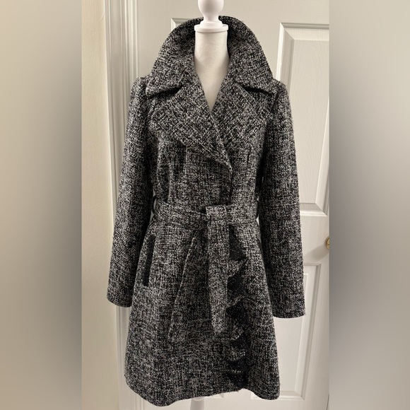 Tahari Jackets & Blazers - Tahari Wool blend Trench Coat Ruffle Size 10